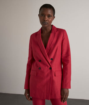 Picture of FLORINE FUCHSIA LINEN DOUBLE-BREASTED BLAZER